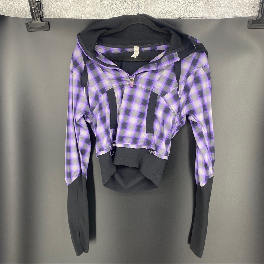 Lululemon Run Reflection Purple Plaid Check Jacket - Picture 3 of 6